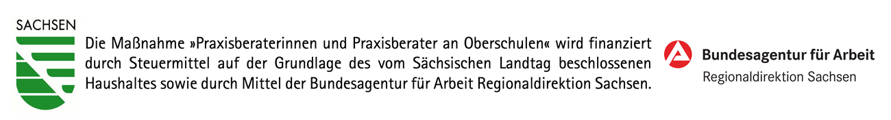 Das Land Sachsen und die Bundesagentur für Arbeit fördern das Projekt Praxisberatung.
